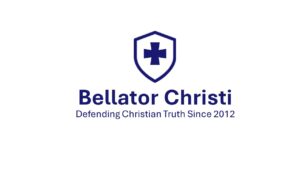 Bellator Christi 2024 New Logo Cross And Shield Blue And White Alternate